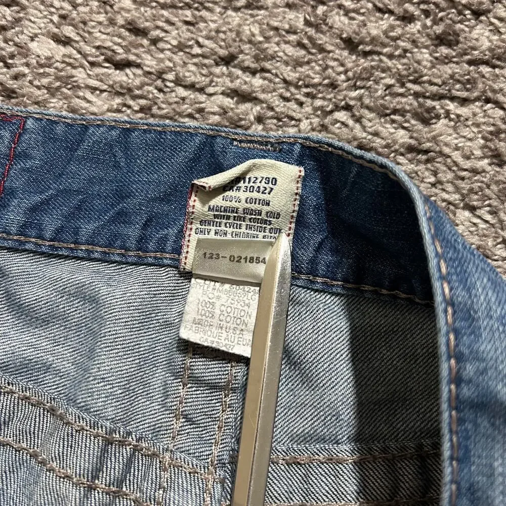 Vintage True Religion Jeans Thick Stitch Ricky Big T y2k Made in USA 31 (33x29)